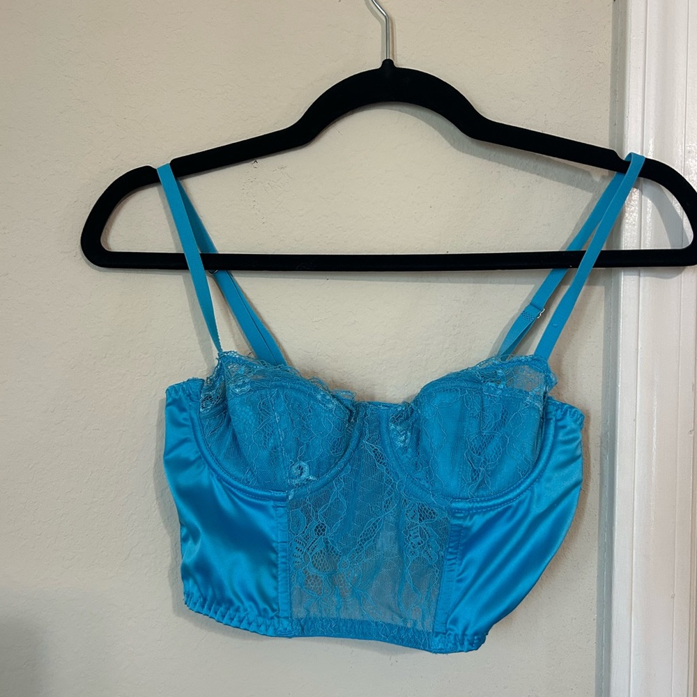 Blue Lace Corset Top